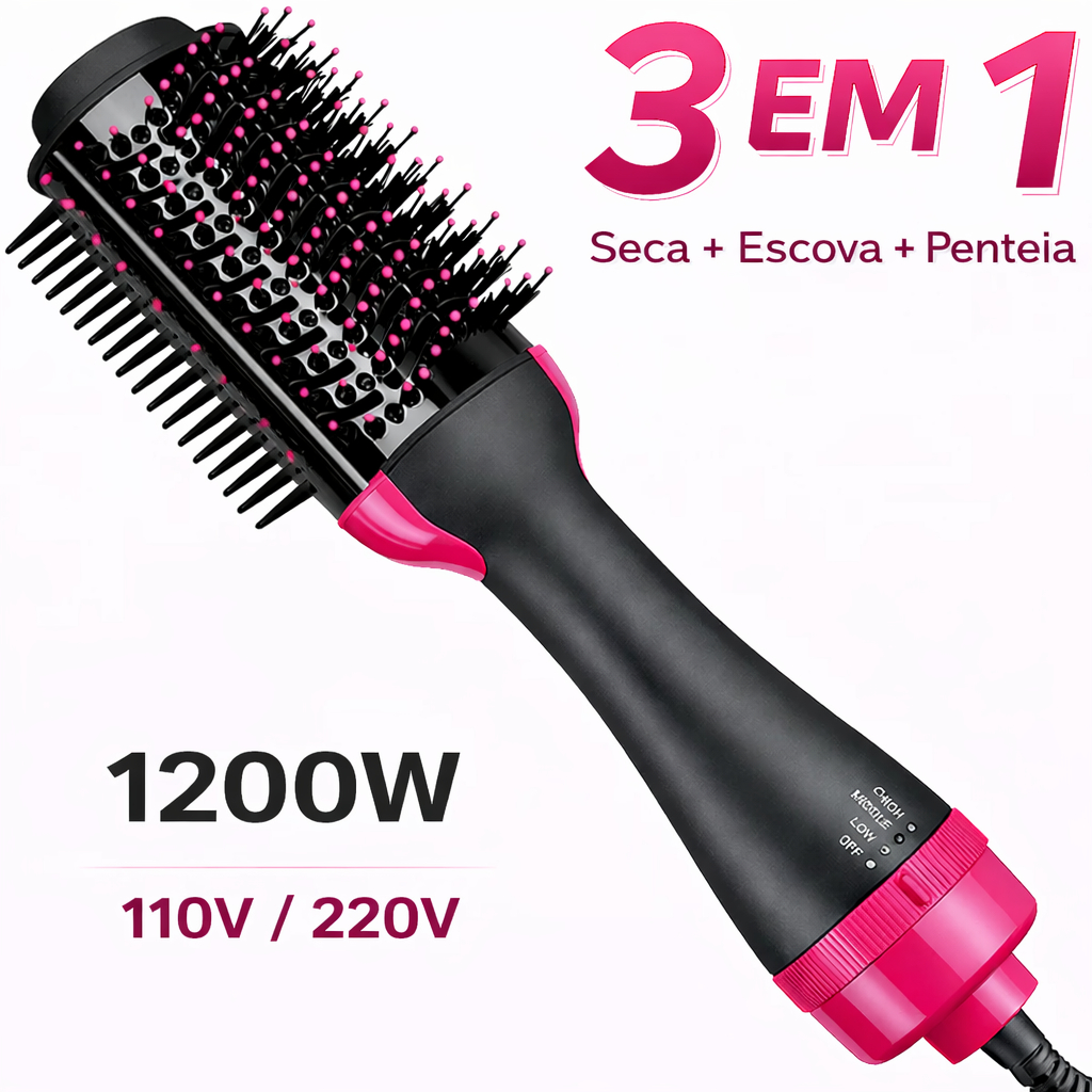Escova Secadora Alisador Elétrica 3 em 1