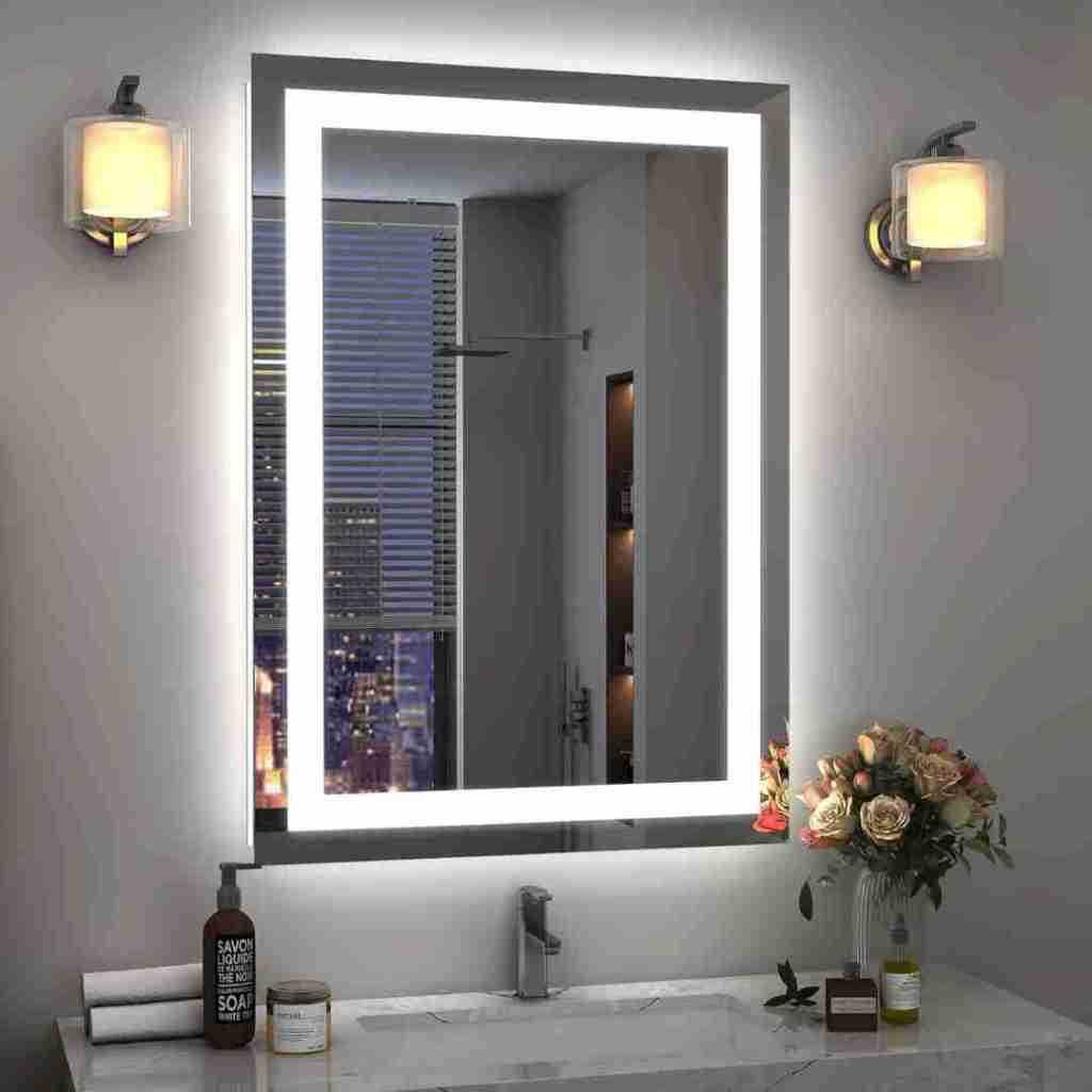 Espelho LED Retangular 80x50 cm Jateado | Espelho para Banheiro Lavabo Penteadeira