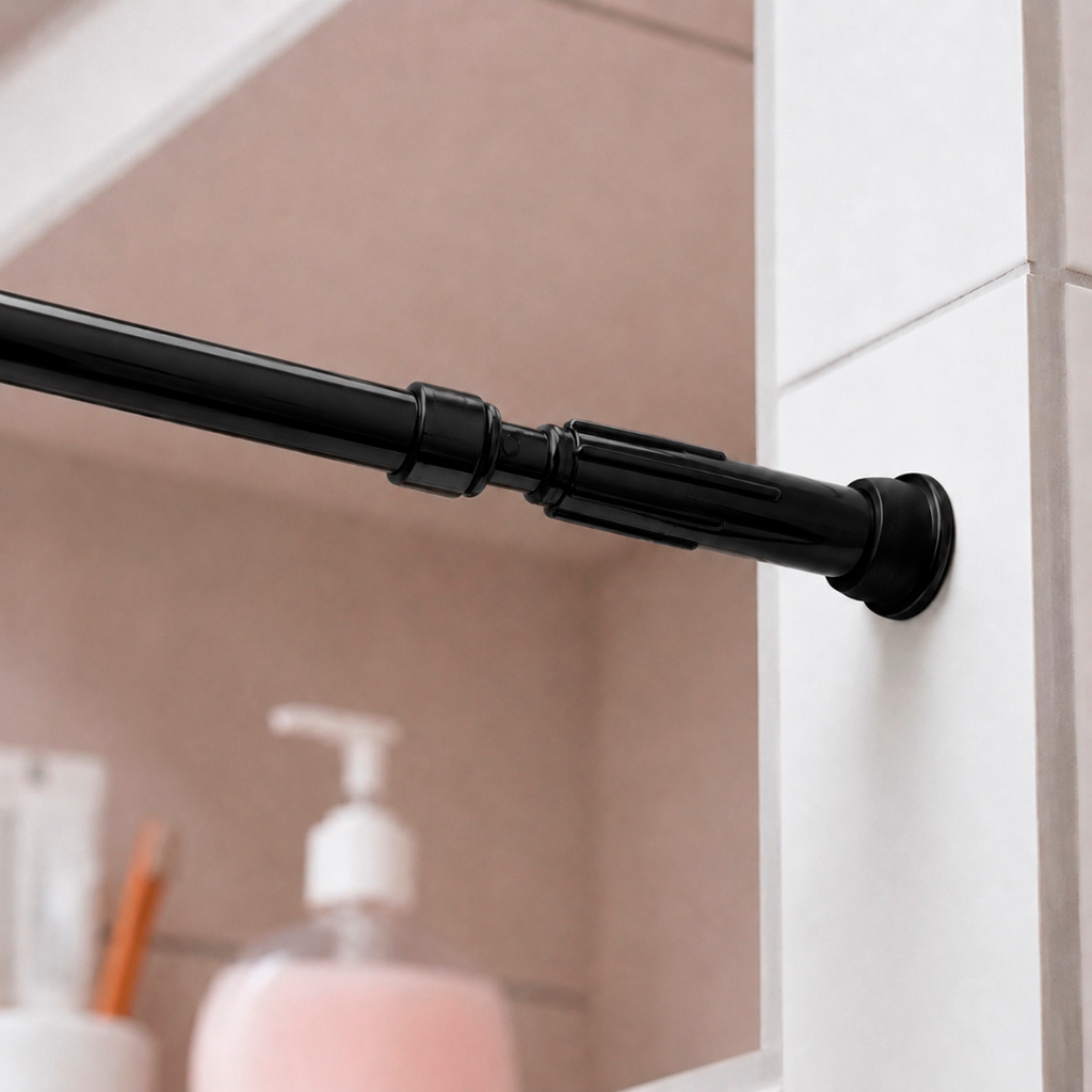 Varão Extensivo Ajustável 0,45m à 1,50m Para Cortina de Box Banheiro Suporte Extensor