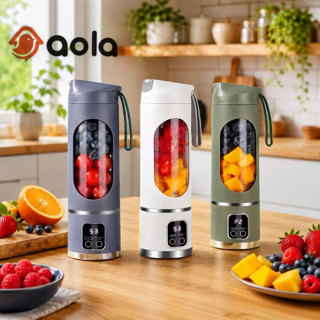 Mini Liquidificador Portátil 450ml com Display Digital e 8 Lâminas 3 Velocidades