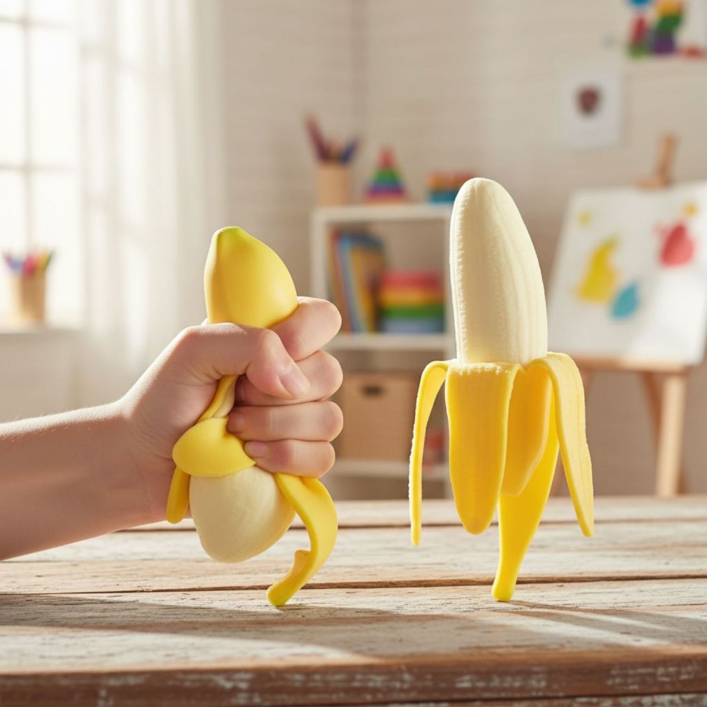 Brinquedo Banana Squishy Pop It Soft Stress Fidget Toy Popit Cheiro de Banana Estica Duhome