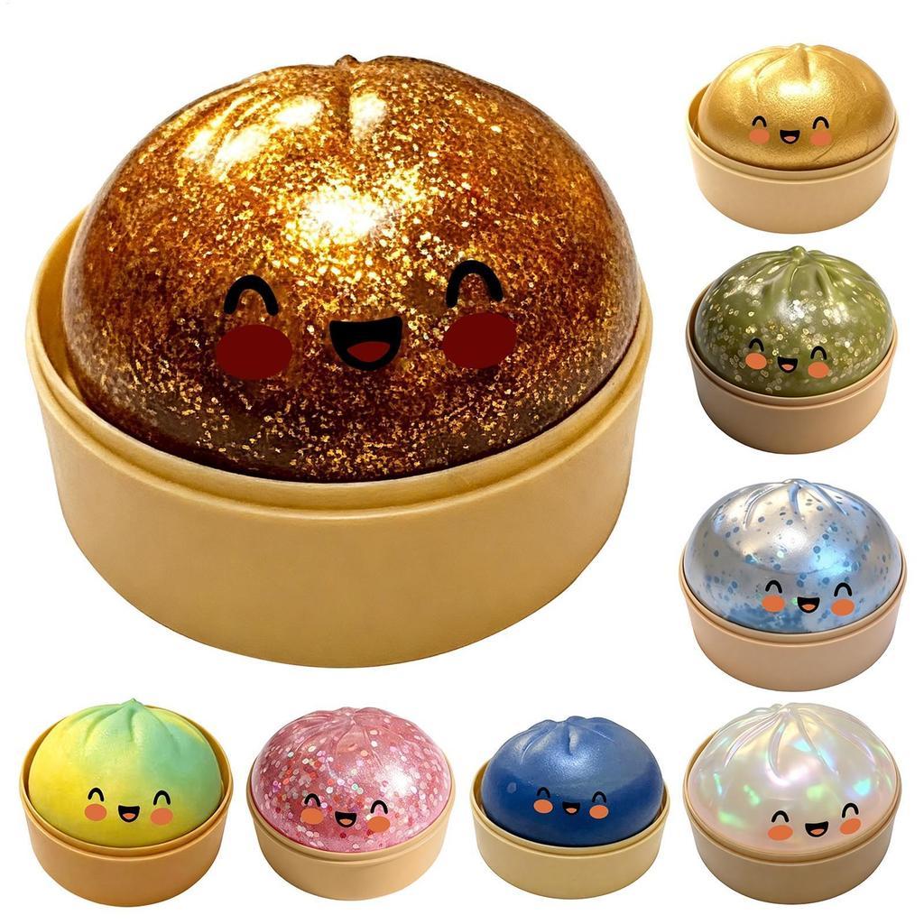 Bola Mole Para Aliviar O Estresse , Bolinho De Glitter Rosa Raro , Brinquedo Macio E Fofo , Caixa C