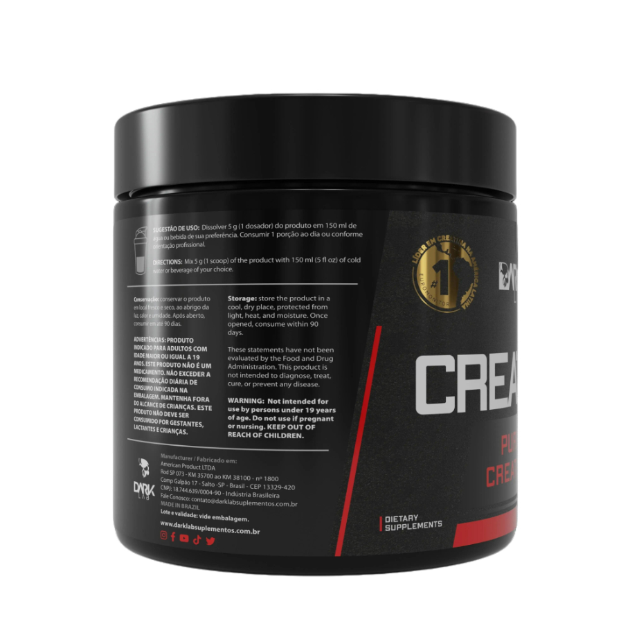 Creatina Monohidratada Pura 300g Dark Lab - 100% Pura