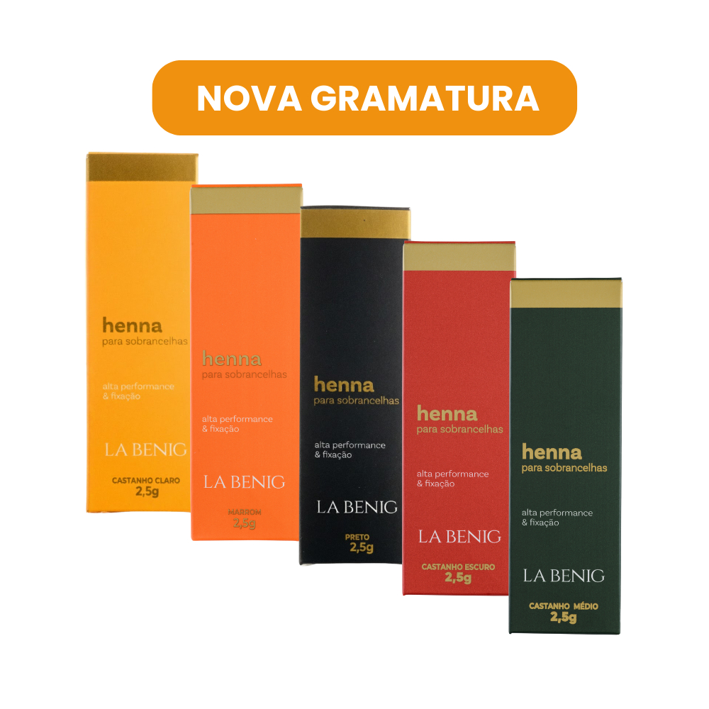 Henna Sobrancelhas La Benig 2,5g e 1,25g Alta Fixação Profissional todas as cores Promoção